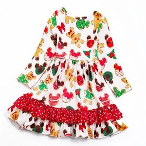 Christmas Gingerbread Twirl Dress with Ruffles